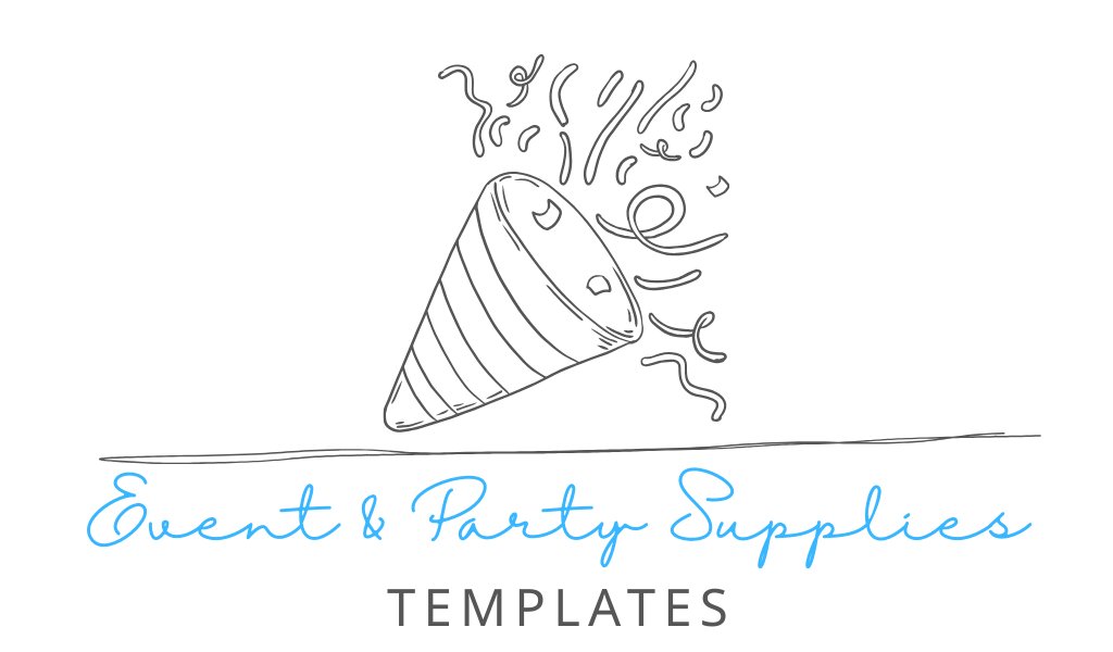Customizable printable event and party supplies including invitations, decorations, labels, and party games.