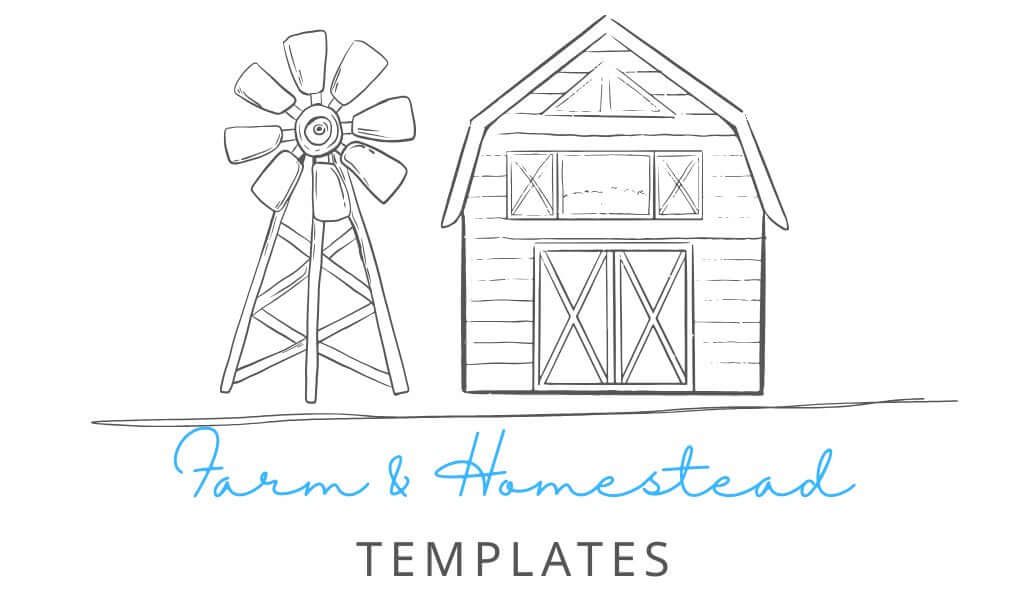 Customizable printable farm and homestead templates including planners, trackers, logs, and organizers.