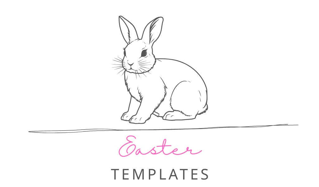 Customizable printable Easter templates including invitations, planners, stickers, labels, and party supplies.