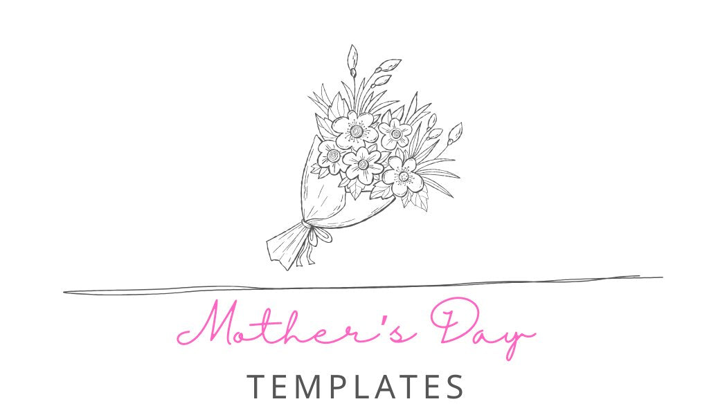 Customizable printable Mother's Day templates including invitations, planners, stickers, labels, and party supplies.