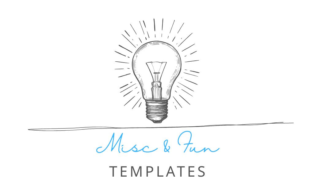 Customizable printable misc and fun templates including games, activities, party planners, and more.