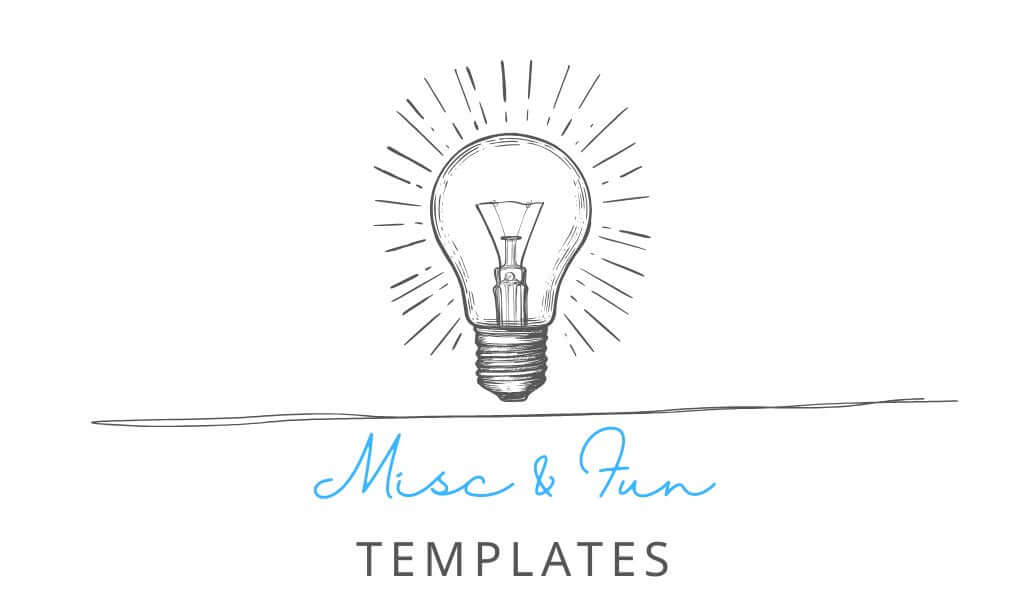 Customizable printable misc and fun templates including games, activities, party planners, and more.