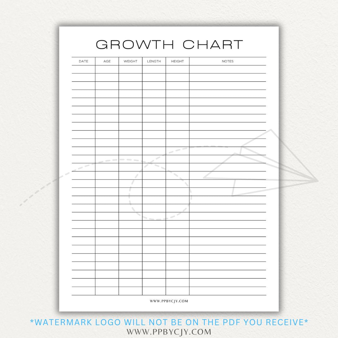 Animal Growth Tracker Chart Printable PDF Template for Weight and Development Logging