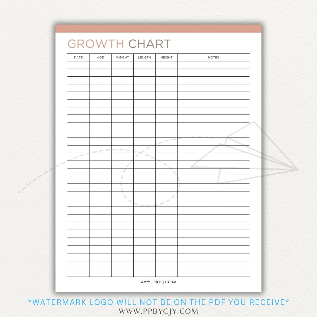 Animal Growth Tracker Chart Printable PDF Template for Weight and Development Logging