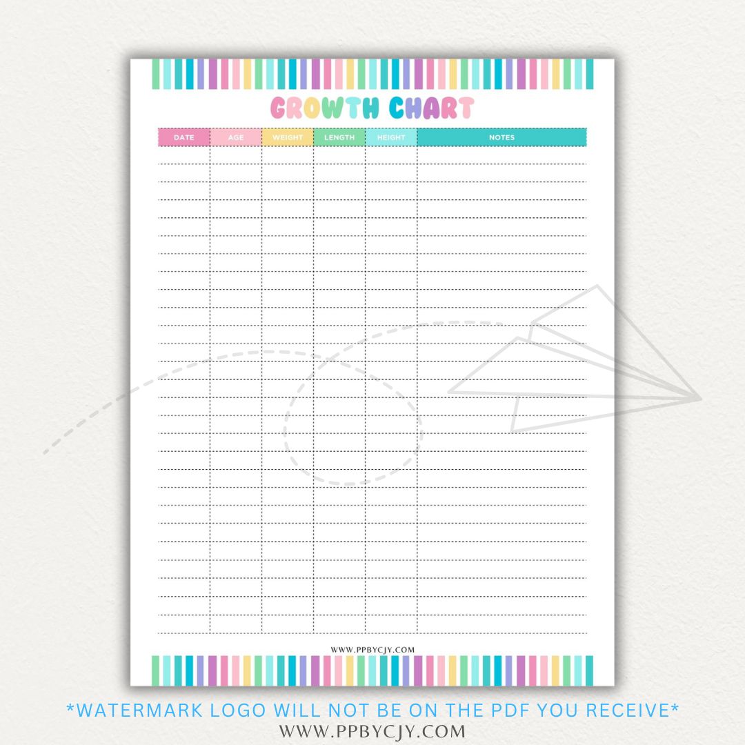 Animal Growth Tracker Chart Printable PDF Template for Weight and Development Logging