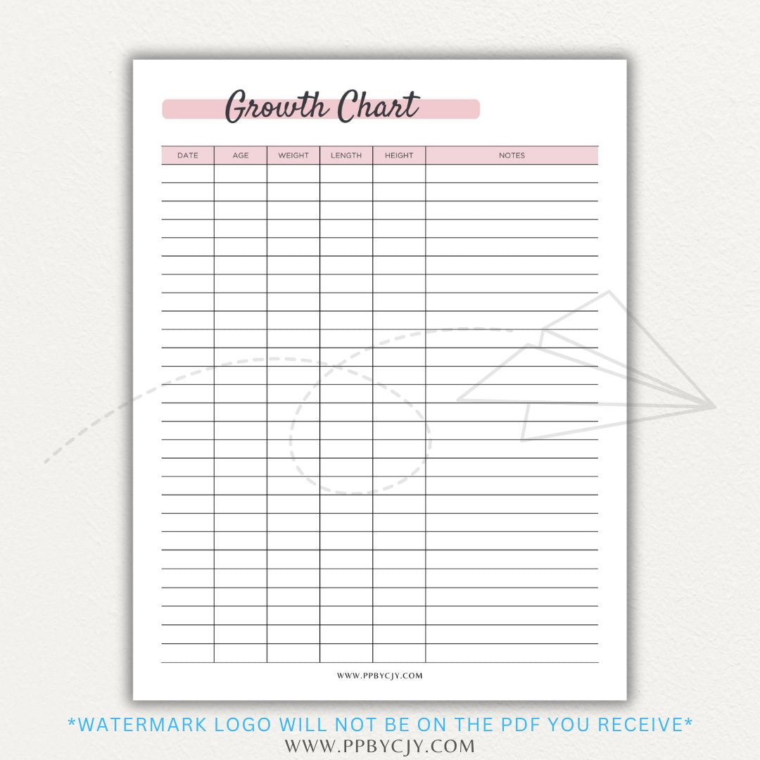 Animal Growth Tracker Chart Printable PDF Template for Weight and Development Logging