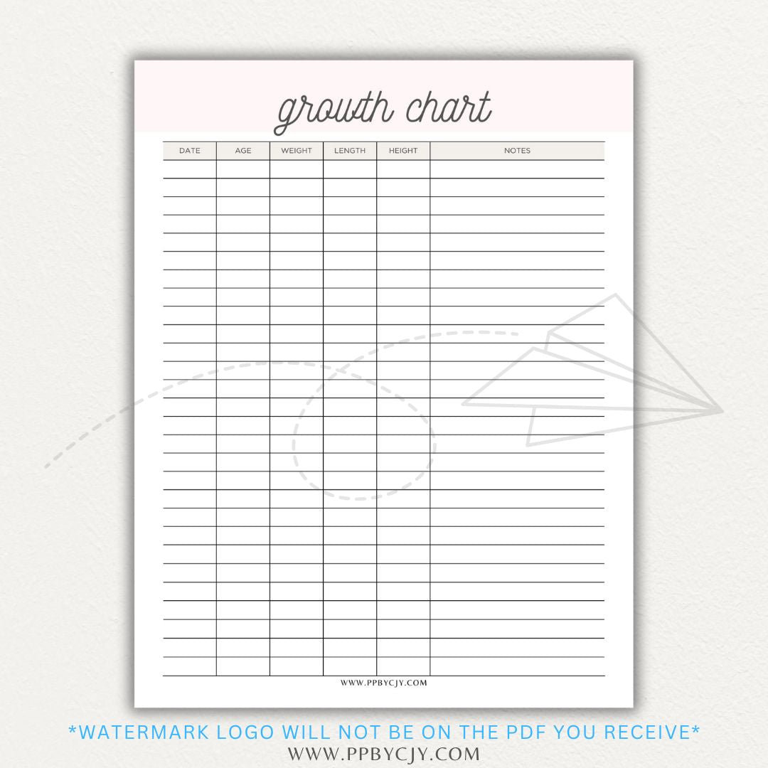 Animal Growth Tracker Chart Printable PDF Template for Weight and Development Logging