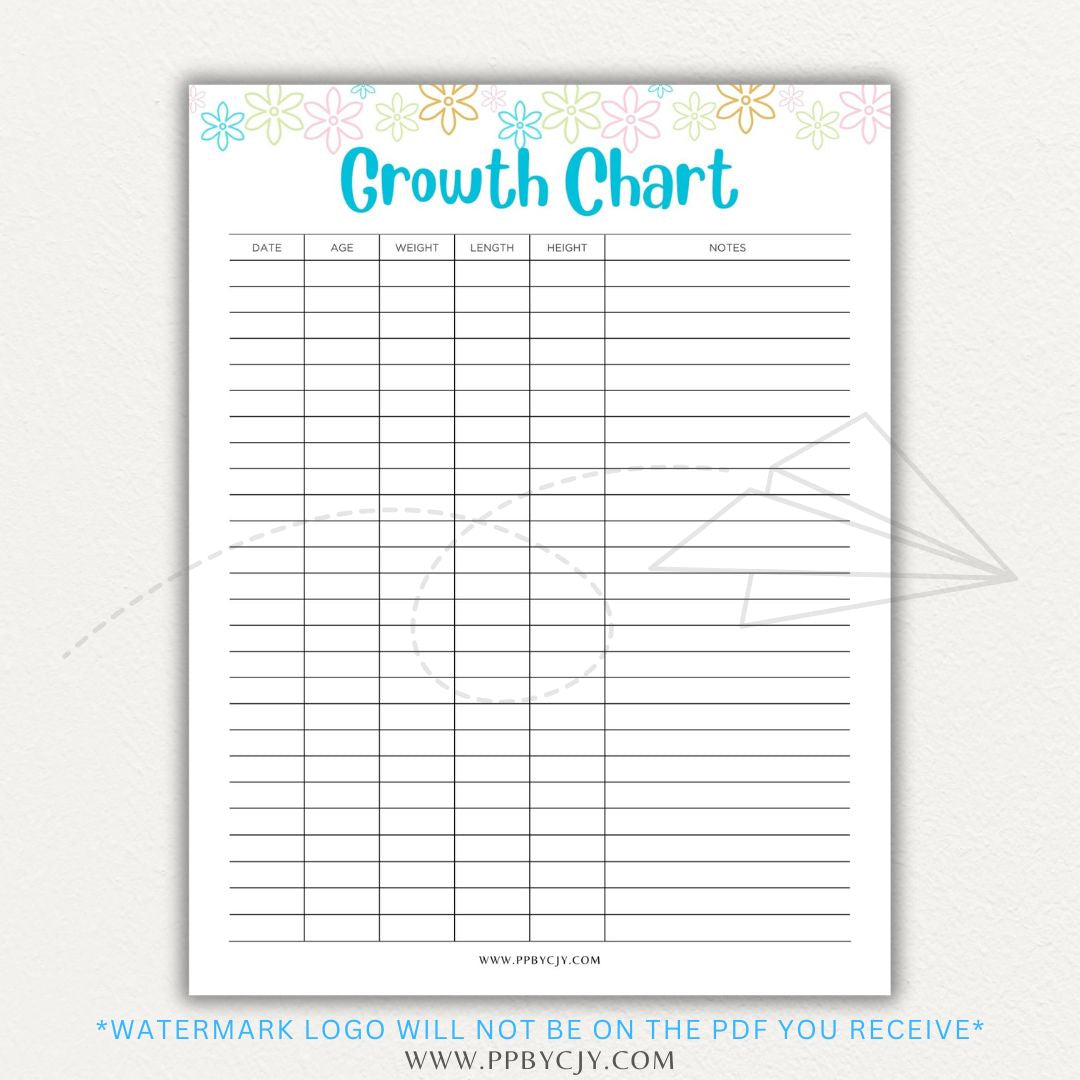 Animal Growth Tracker Chart Printable PDF Template for Weight and Development Logging