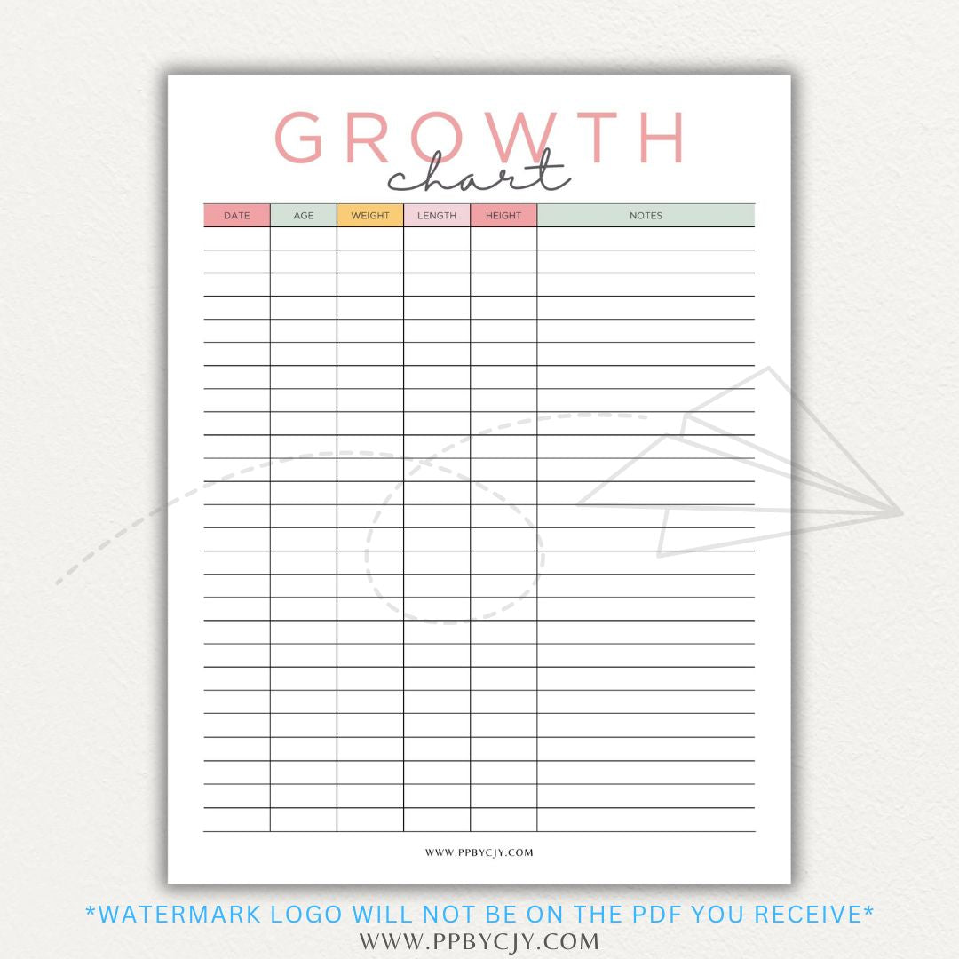 Animal Growth Tracker Chart Printable PDF Template for Weight and Development Logging