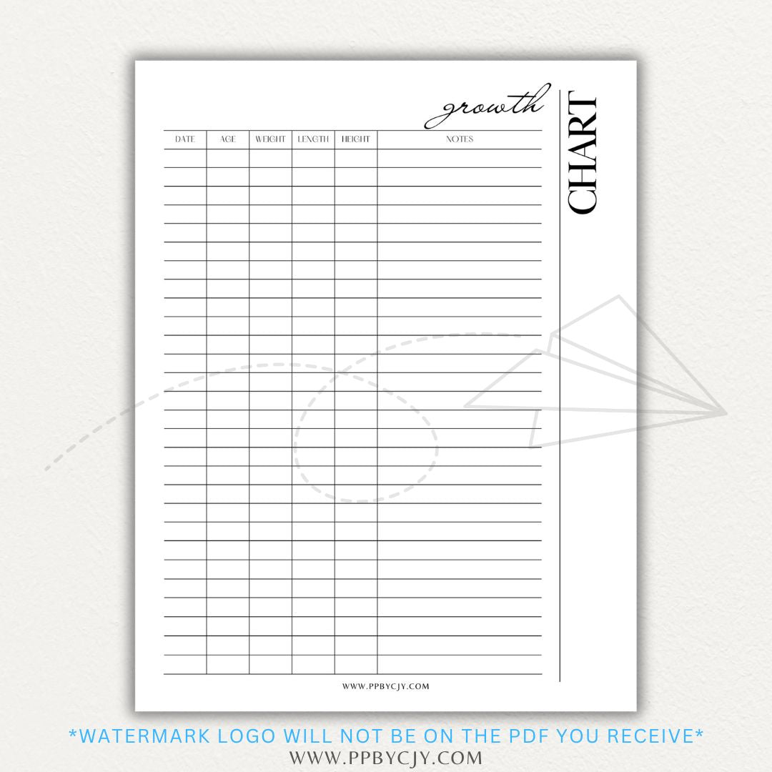 Animal Growth Tracker Chart Printable PDF Template for Weight and Development Logging