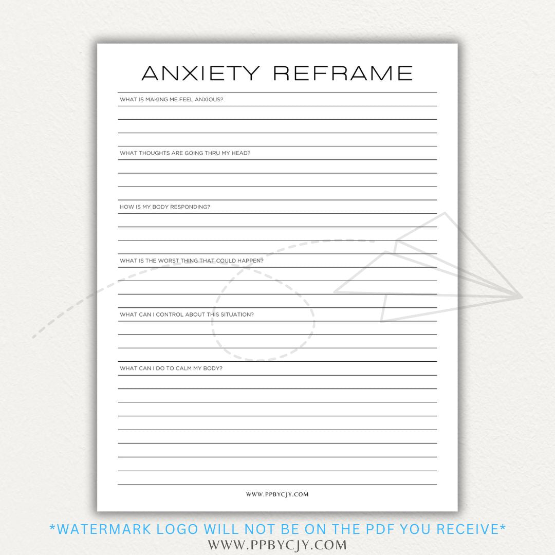 Reframe your anxiety with this printable sheet to manage negative thoughts