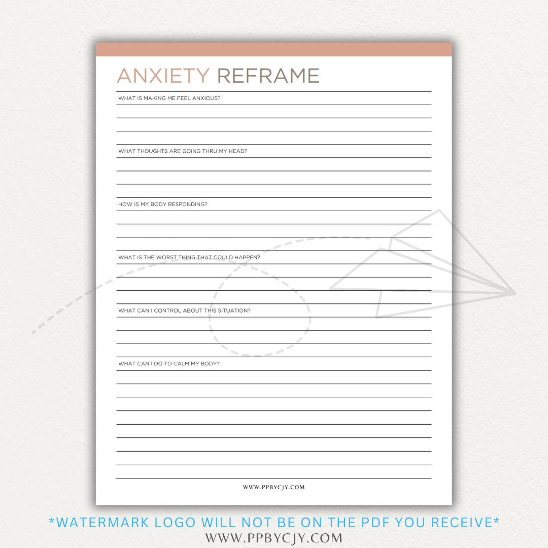 Reframe your anxiety with this printable sheet to manage negative thoughts