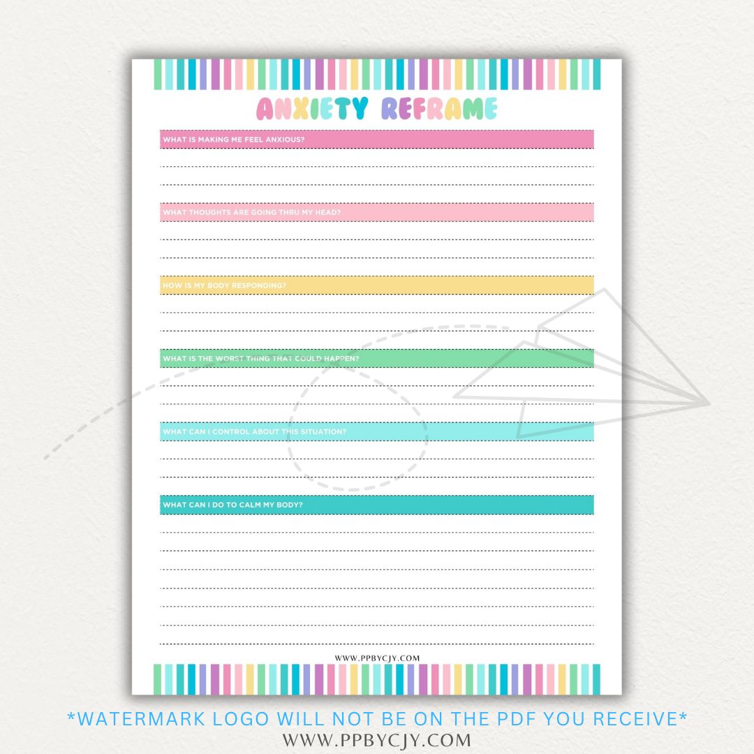 Reframe your anxiety with this printable sheet to manage negative thoughts