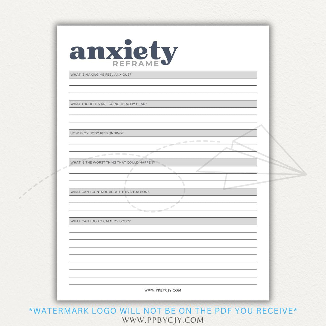 Reframe your anxiety with this printable sheet to manage negative thoughts