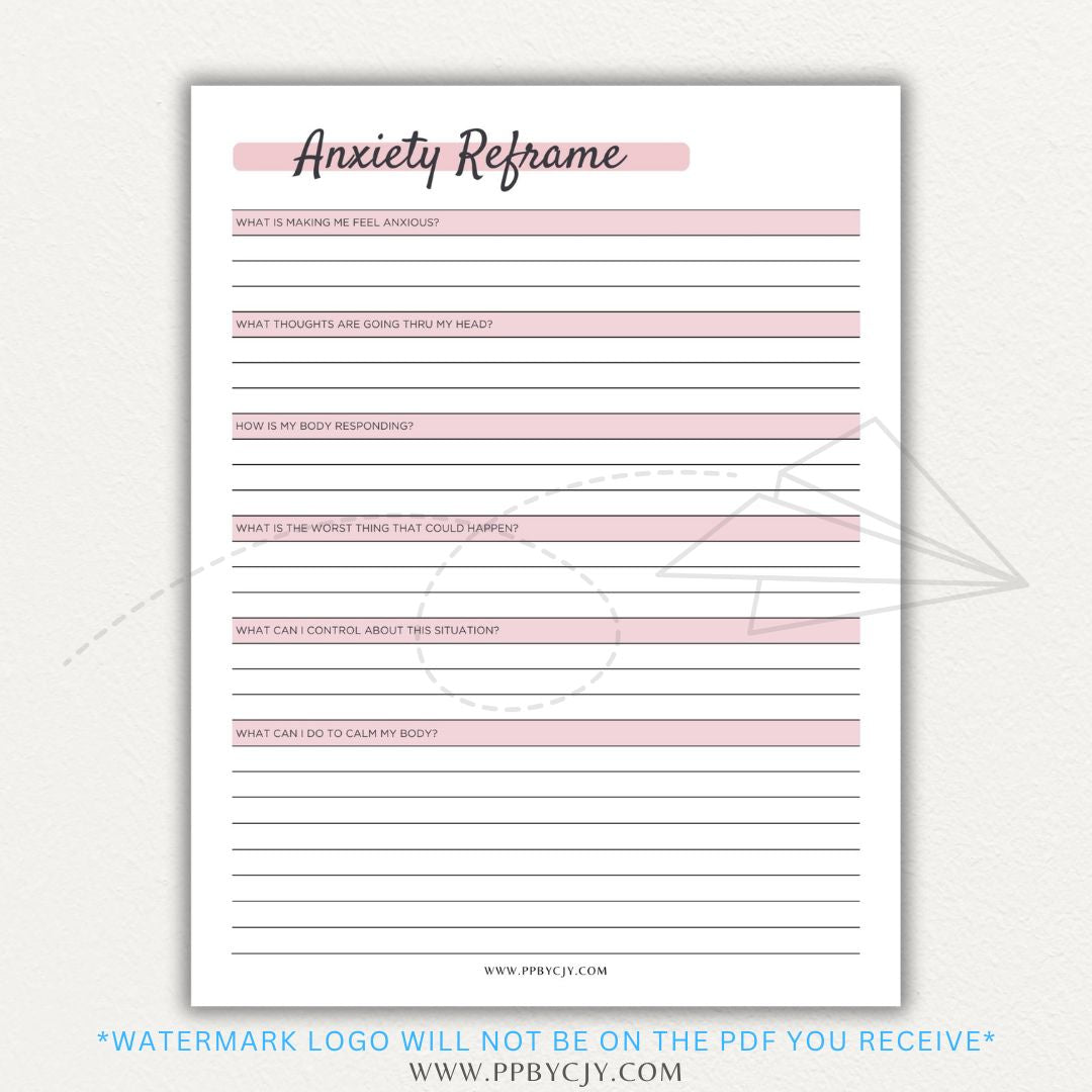Reframe your anxiety with this printable sheet to manage negative thoughts