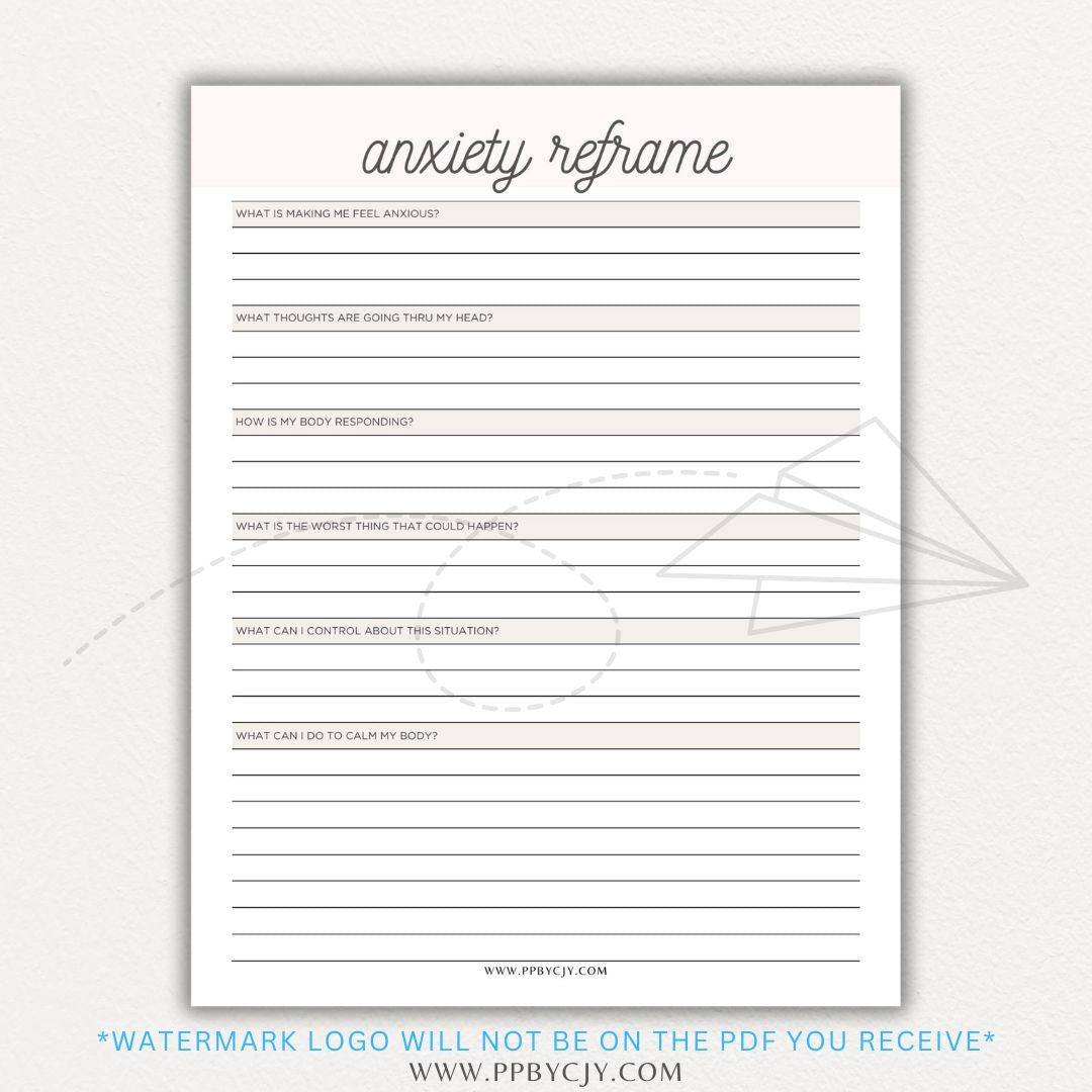 Reframe your anxiety with this printable sheet to manage negative thoughts