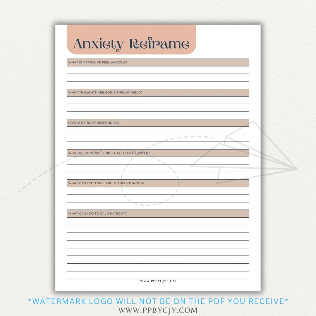 Reframe your anxiety with this printable sheet to manage negative thoughts