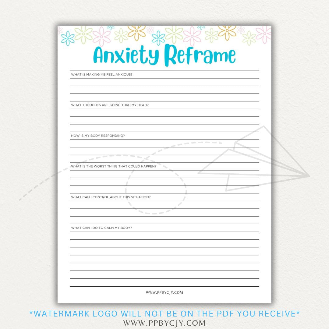Reframe your anxiety with this printable sheet to manage negative thoughts