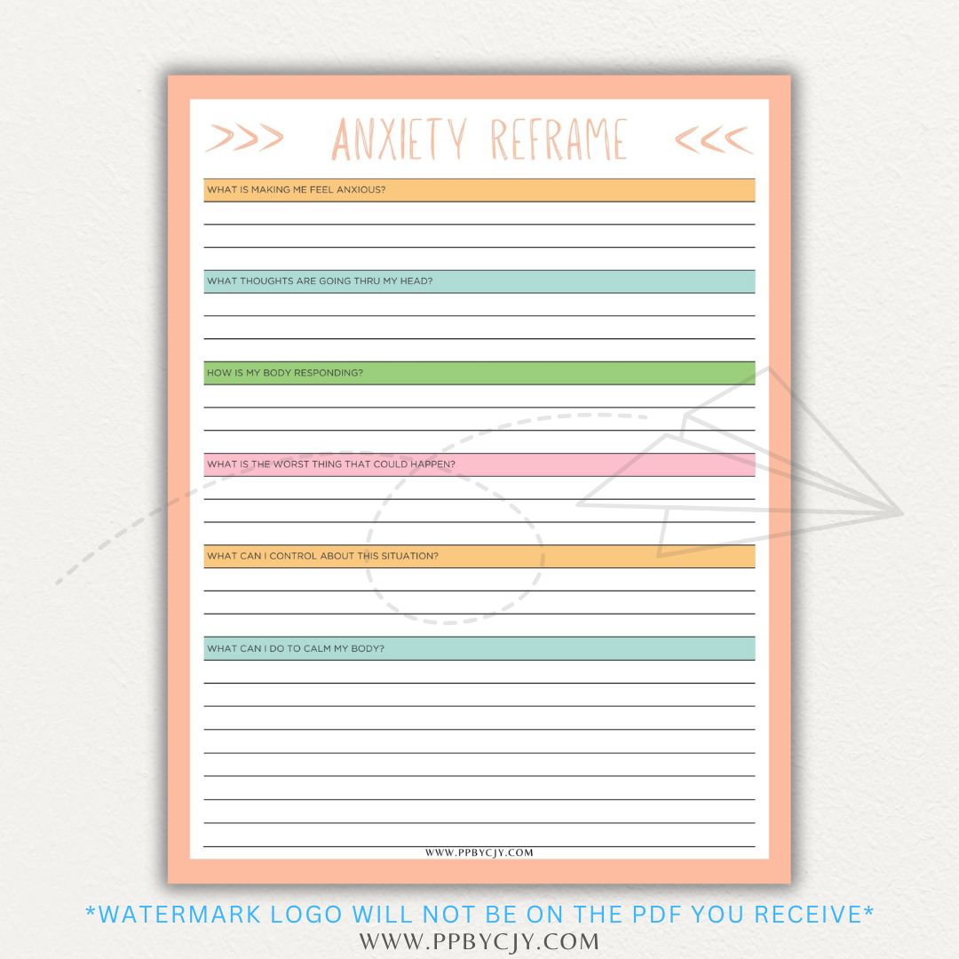 Reframe your anxiety with this printable sheet to manage negative thoughts