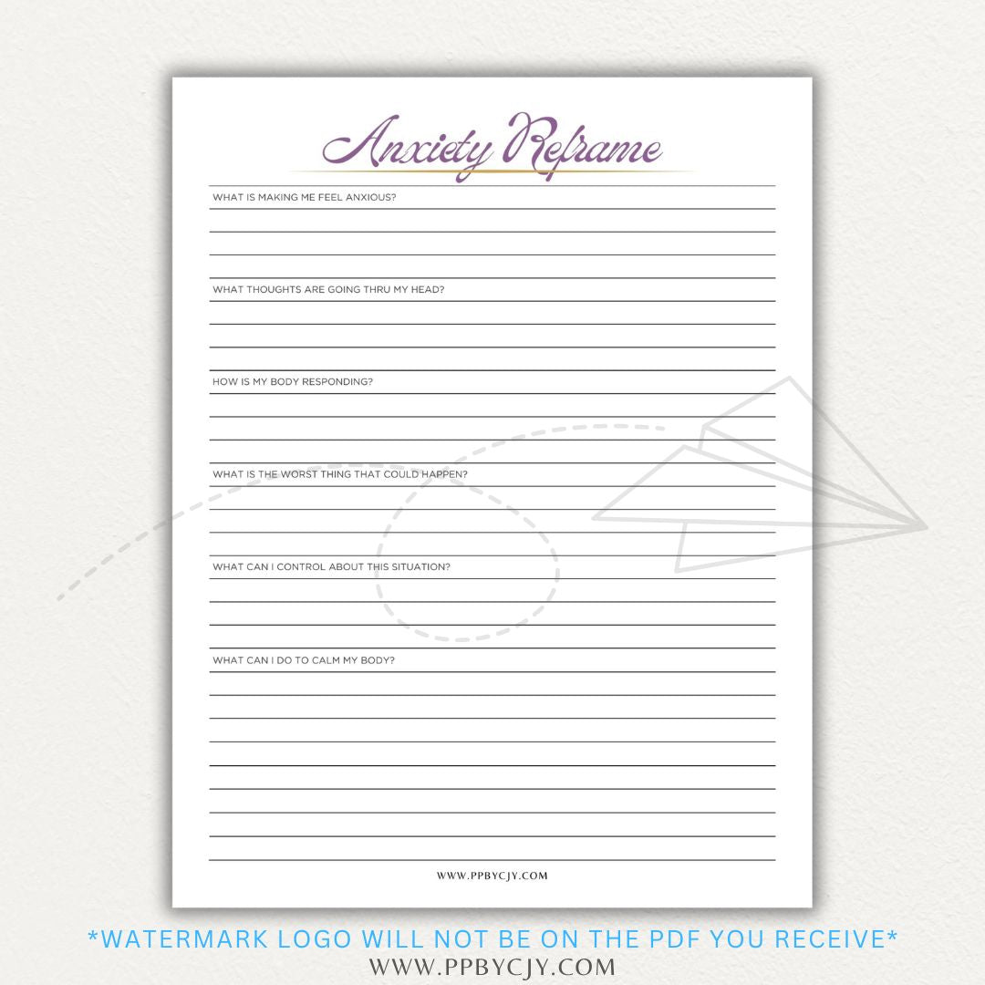 Reframe your anxiety with this printable sheet to manage negative thoughts