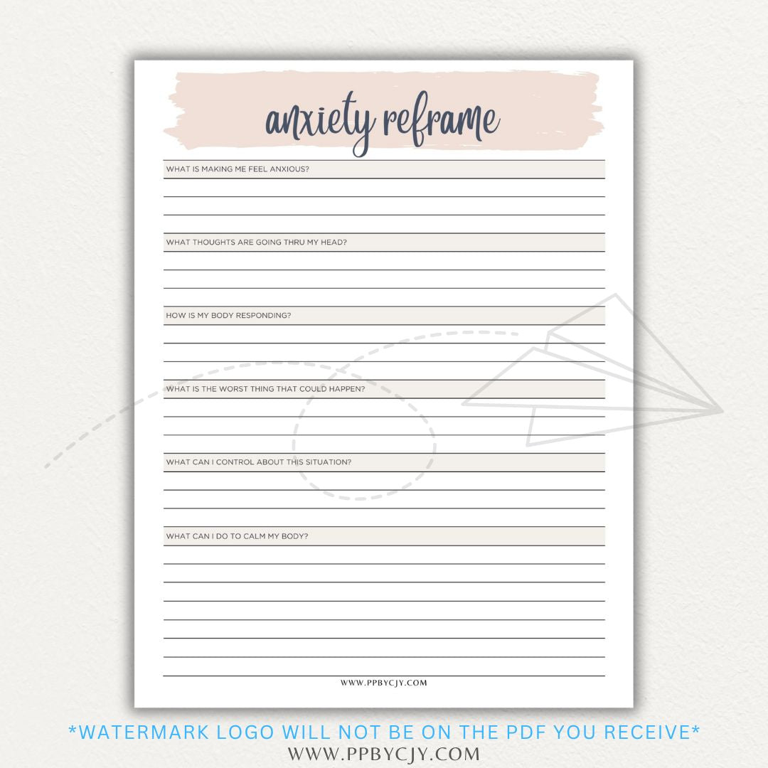 Reframe your anxiety with this printable sheet to manage negative thoughts