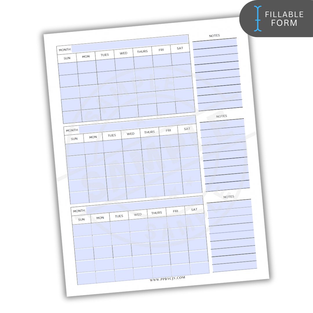 Weekly planner sheet with time slots and notes area on a white background