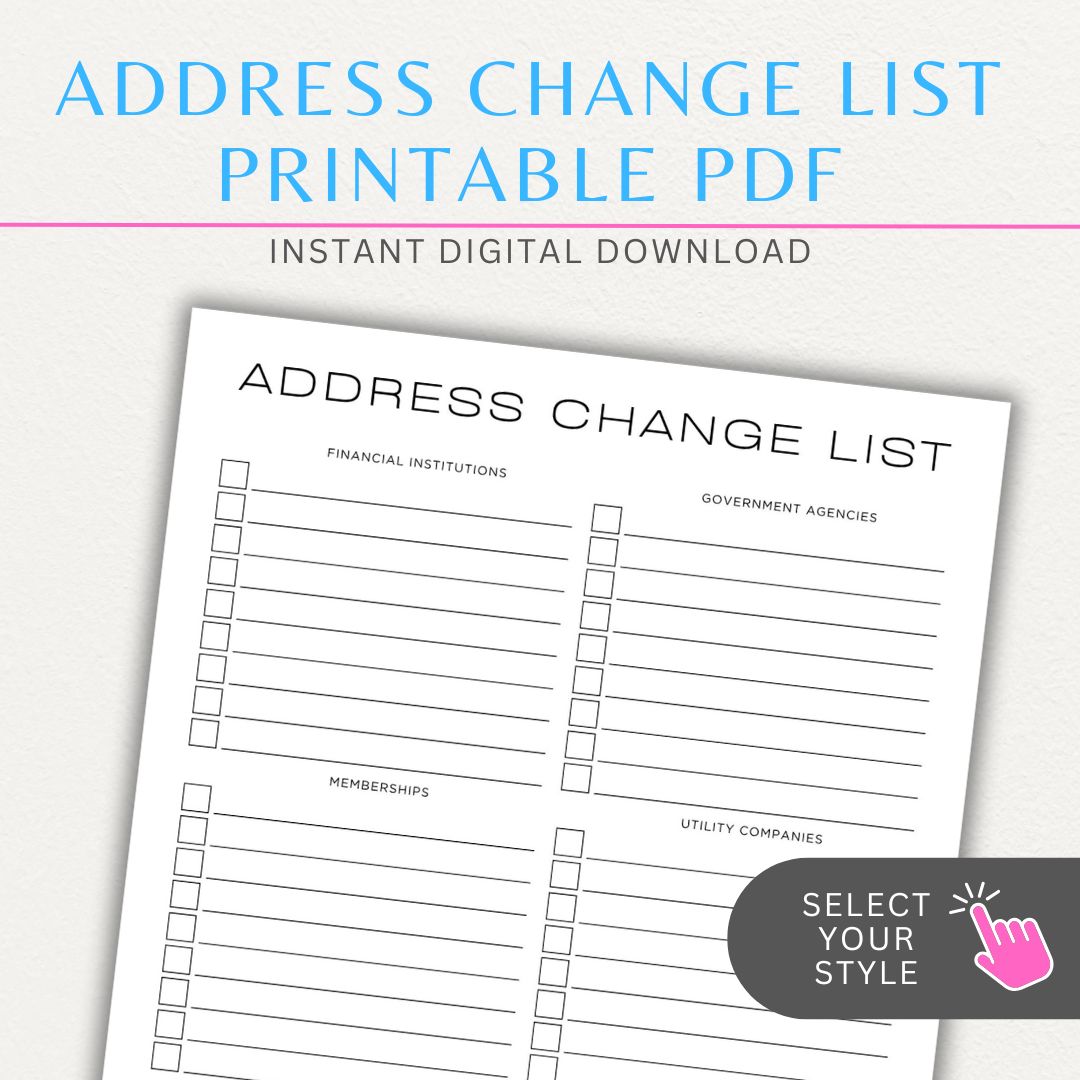 Stay organized during your move with this Address Change Tracker List Printable PDF Template!