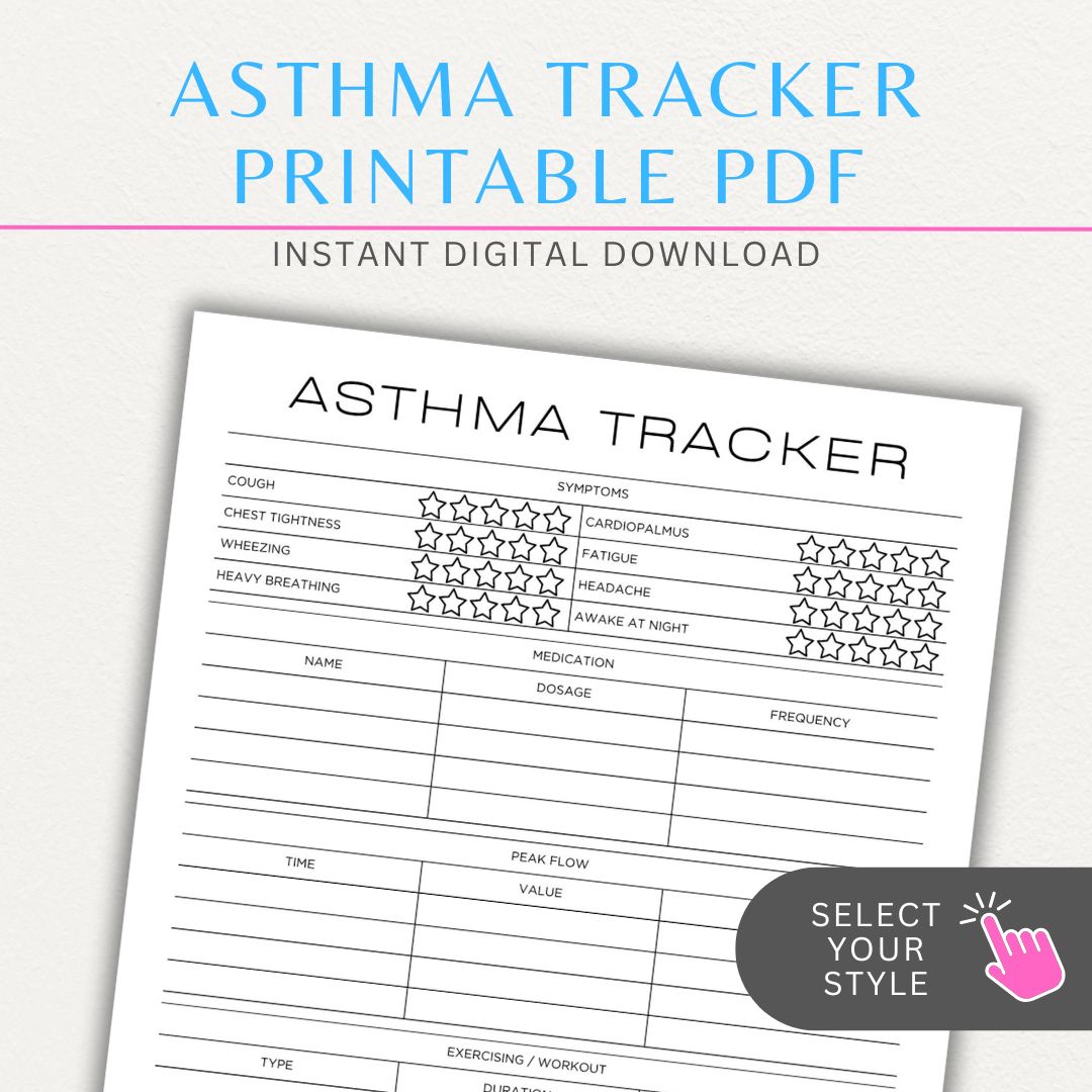 Track asthma symptoms, medications, and triggers with this printable asthma tracker