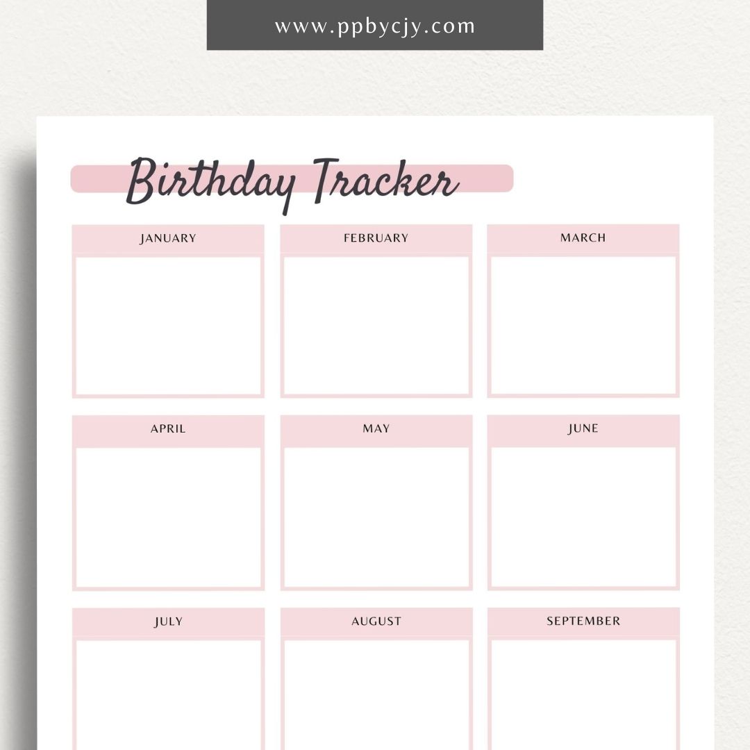 Birthday Reminder List Printable PDF Template