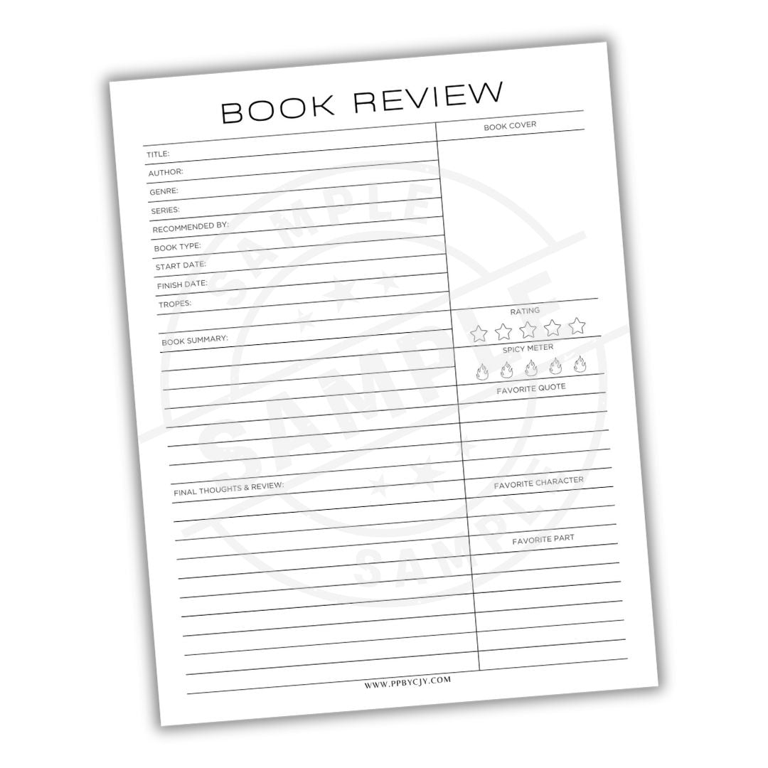 Book review form on a white background