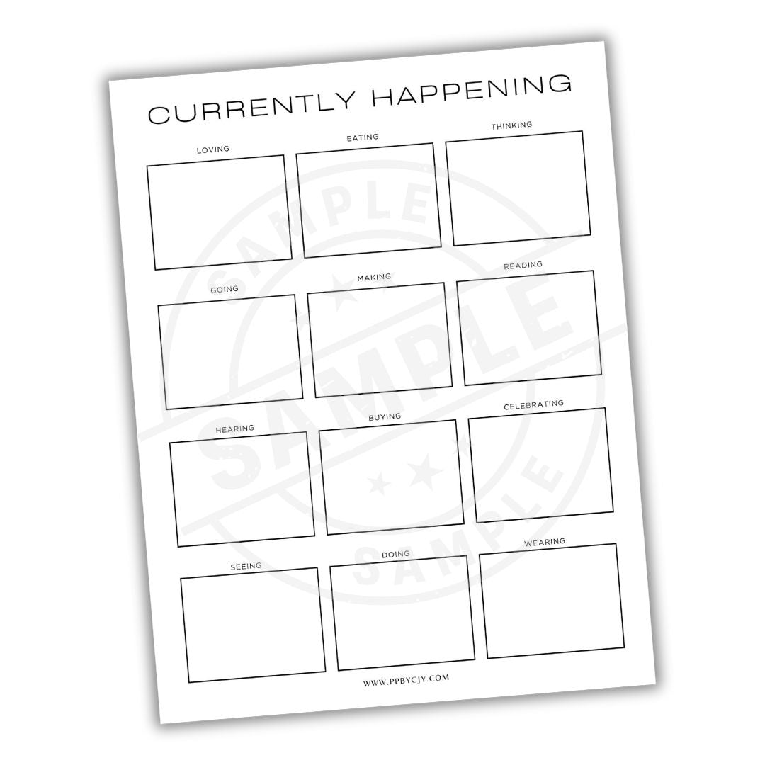 Sheet with various activities listed and boxes to fill in on a white background