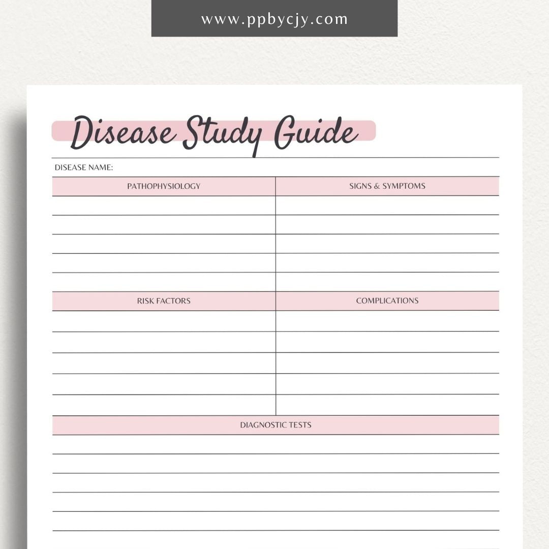 Nursing School Disease Study Guide Printable PDF Template