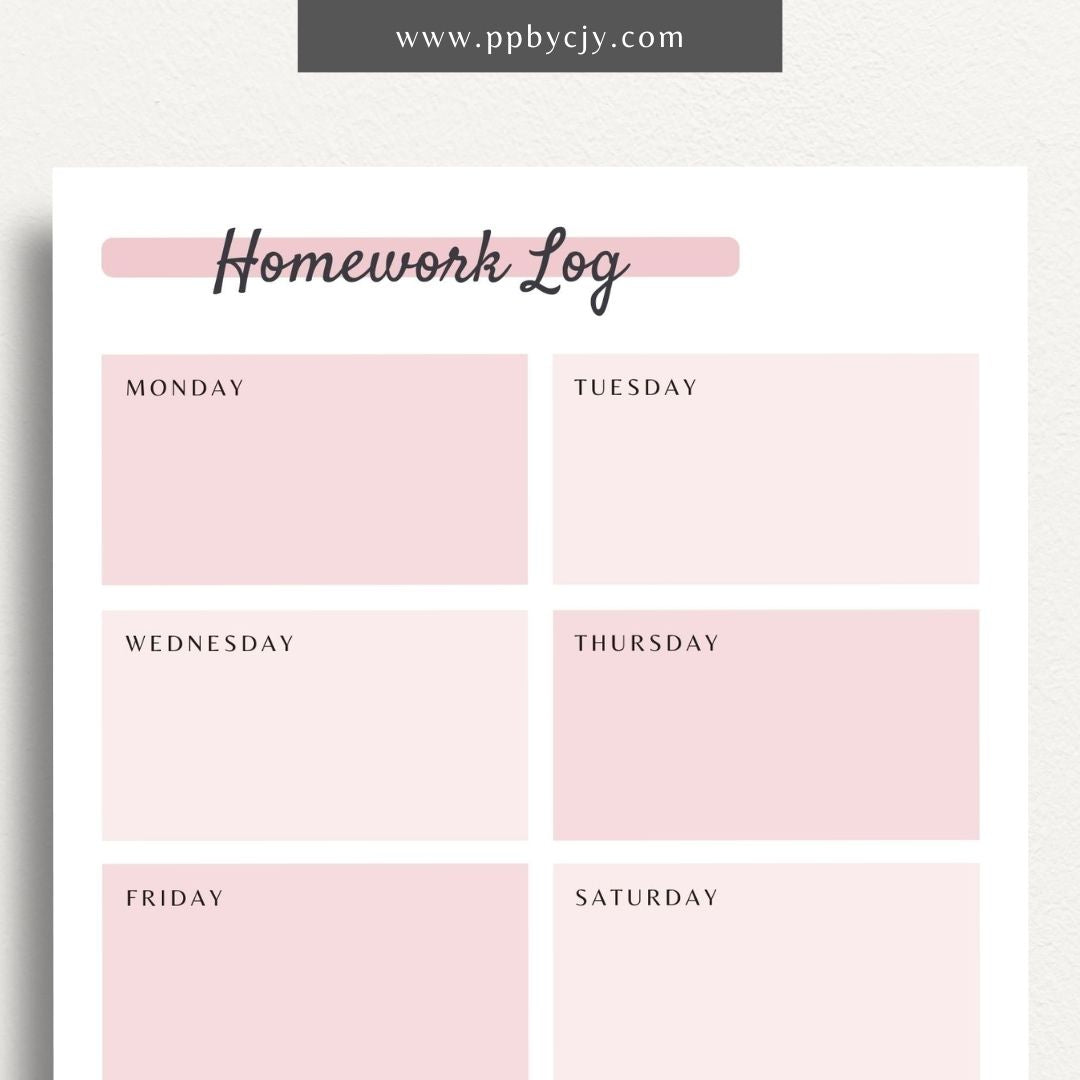 Homework Tracker Printable PDF Template