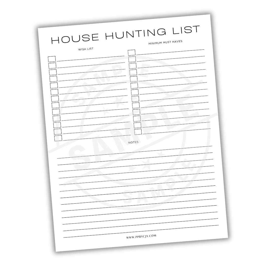 House Hunting Wishlist Printable PDF Template