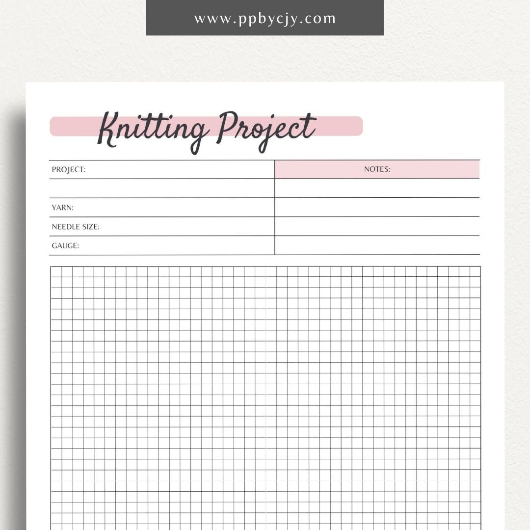 Knitting Project Plan Printable PDF Template