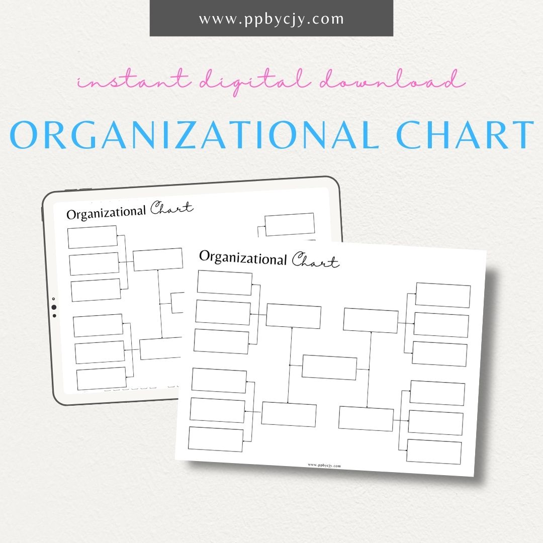 Business Organizational Chart Printable Template – Digital Download for Structuring and Displaying Company Hierarchy