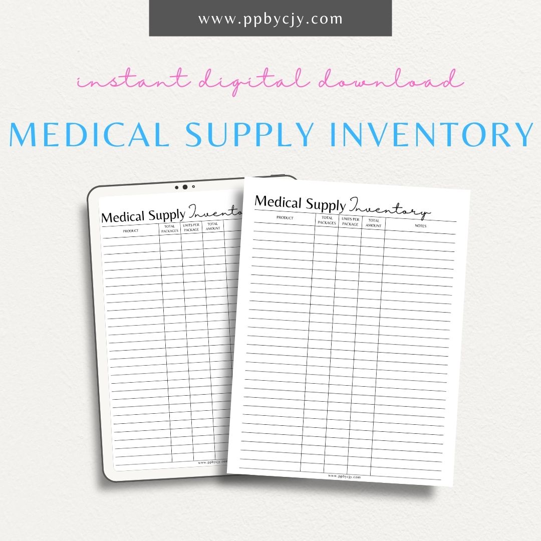 Track and organize your medical supplies with this printable medical supply inventory template