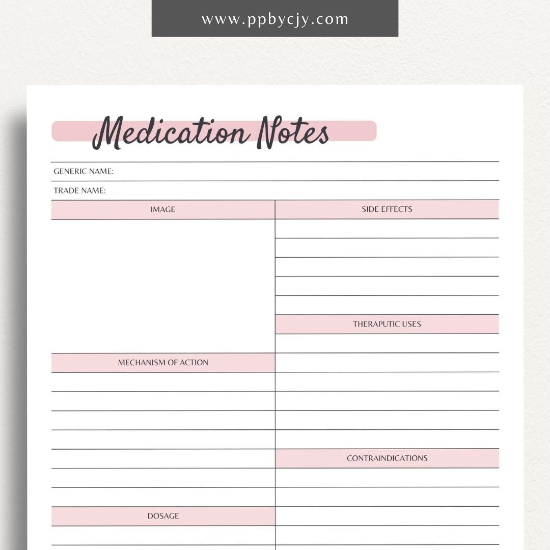 Nursing School Medications Study Guide Printable PDF Template