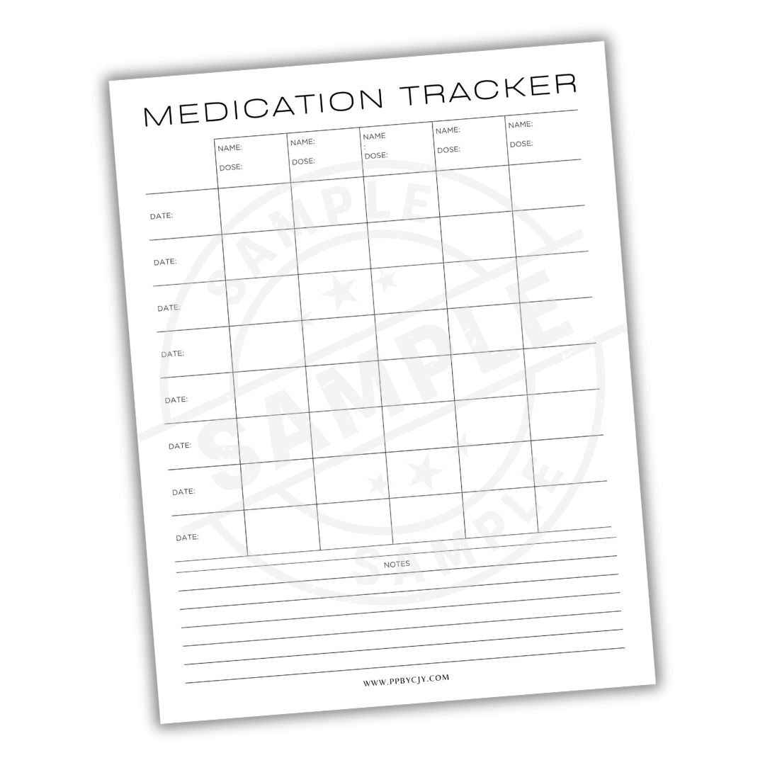 Medication Tracker Printable PDF Template