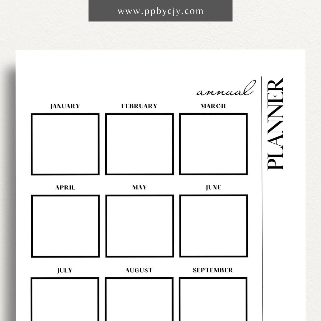 Annual Planner Printable Template – Digital Download for Organizing and Planning Your Year
