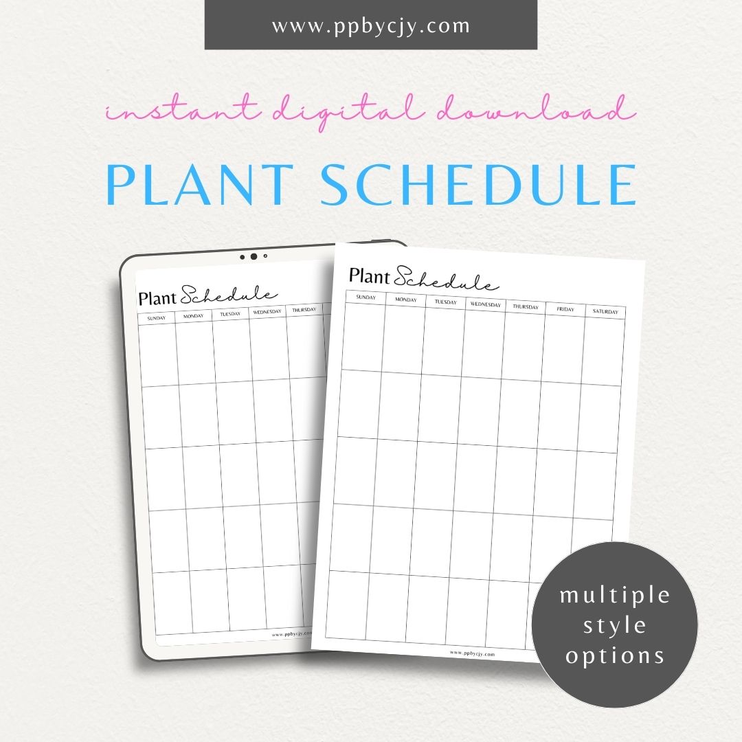 Seed Planting Schedule Printable Template – Digital download for planning and tracking planting dates, growth stages, and harvest times for different seeds