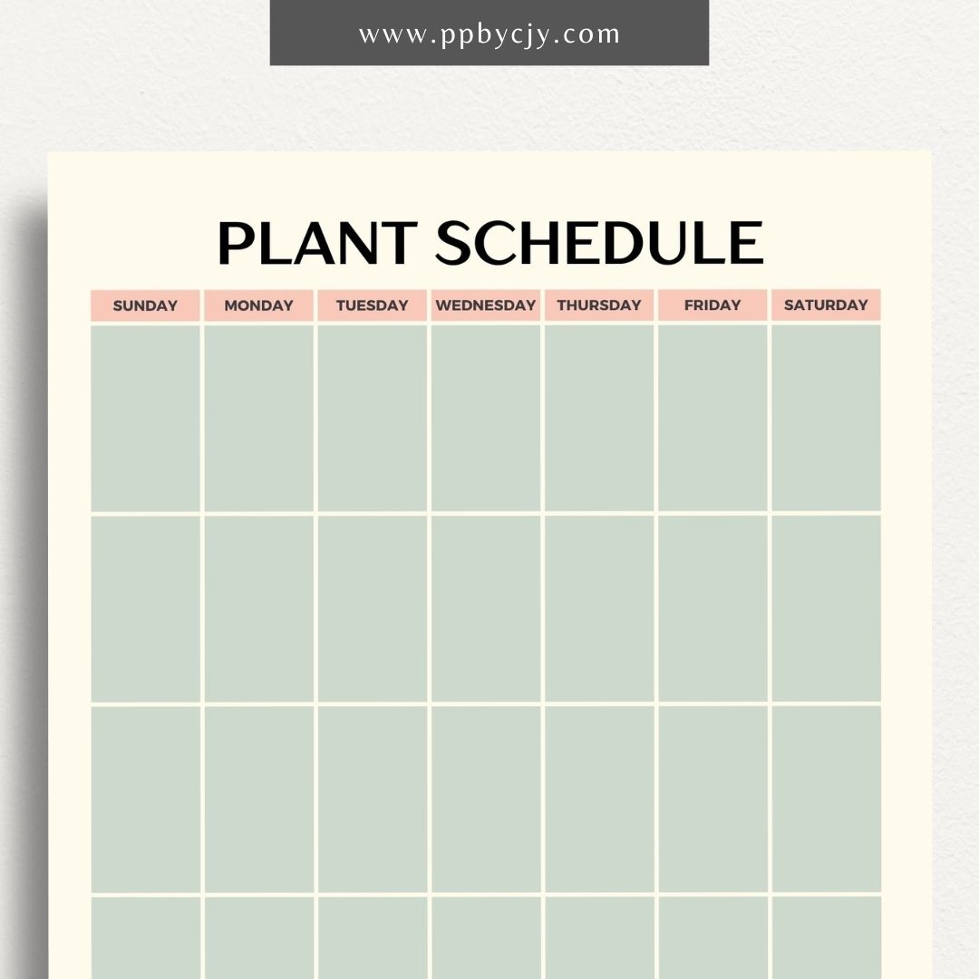 Seed Planting Schedule Printable Template – Digital download for planning and tracking planting dates, growth stages, and harvest times for different seeds