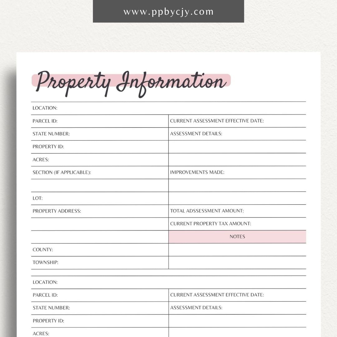 Land Property Information Printable PDF Template