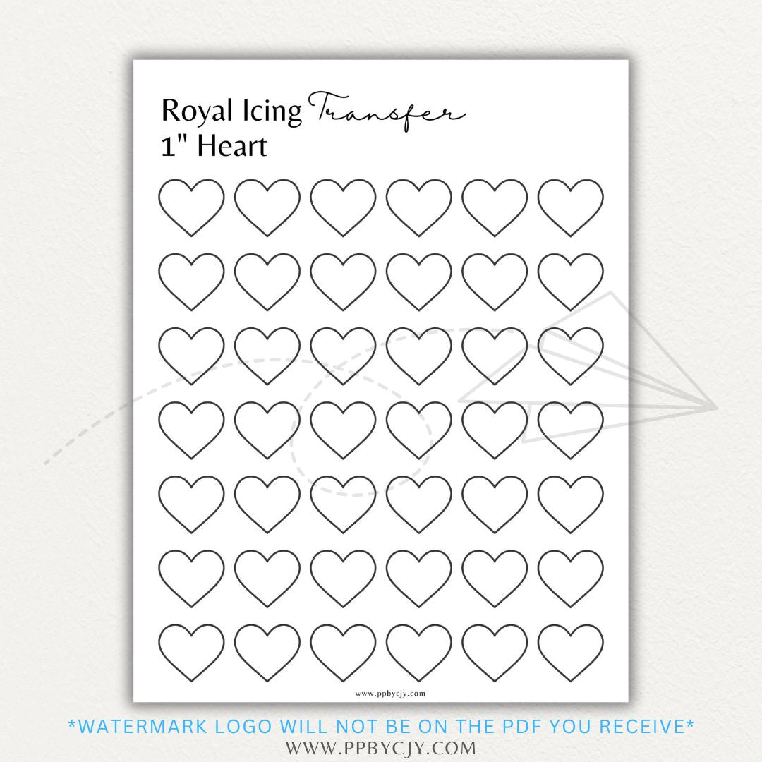 Royal Icing Transfer Sheet Printable PDF Template with guide shapes for precise cake and cookie decorating.