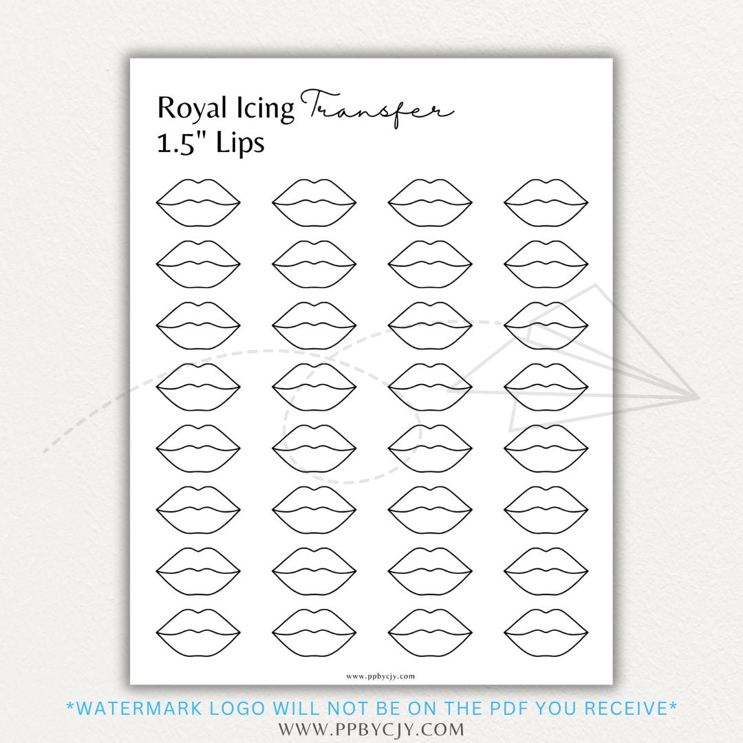 Royal Icing Transfer Sheet Printable PDF Template with guide shapes for precise cake and cookie decorating.