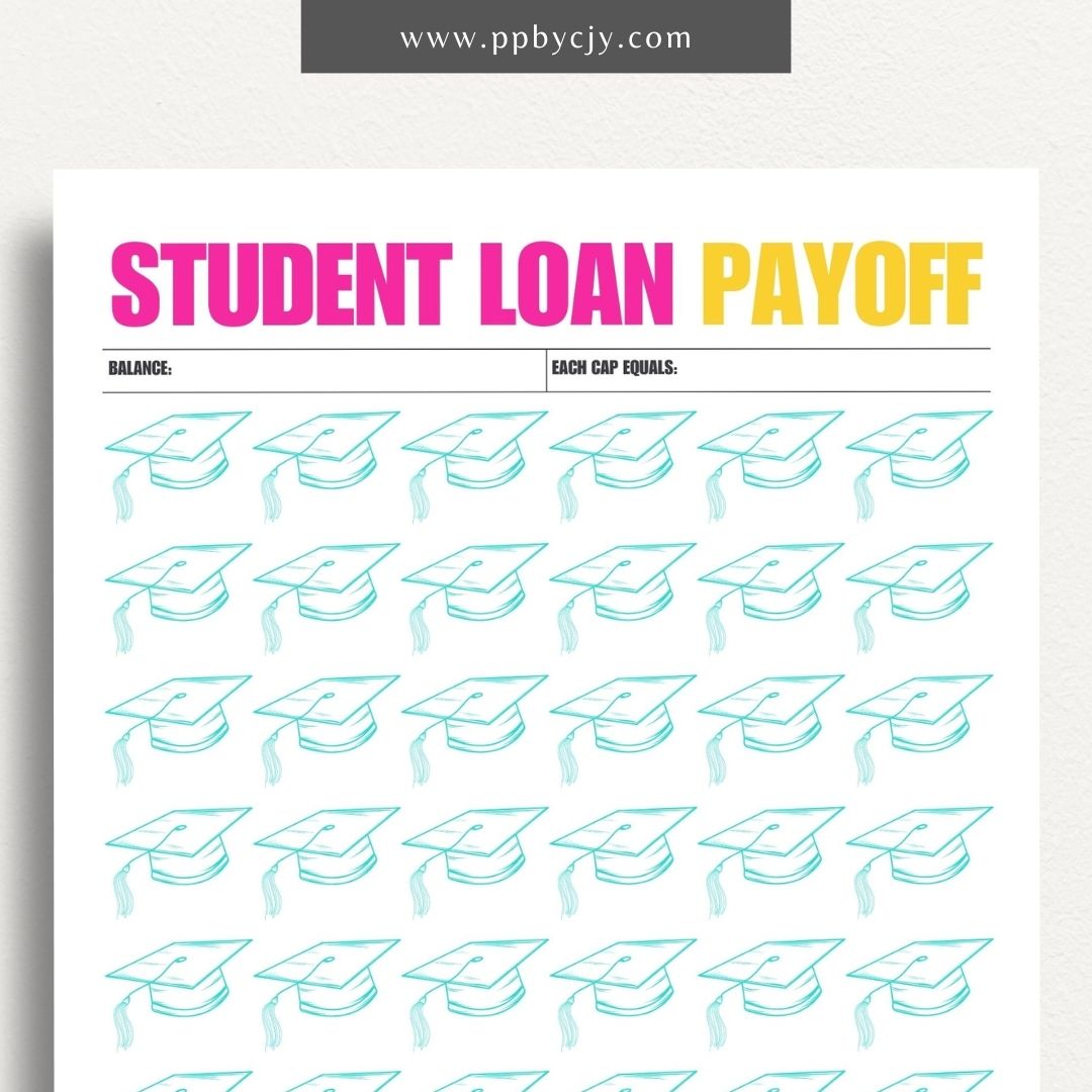 Student Loan Payoff Visual Tracker Printable Template – Digital download for visually tracking and celebrating progress in paying off student loans