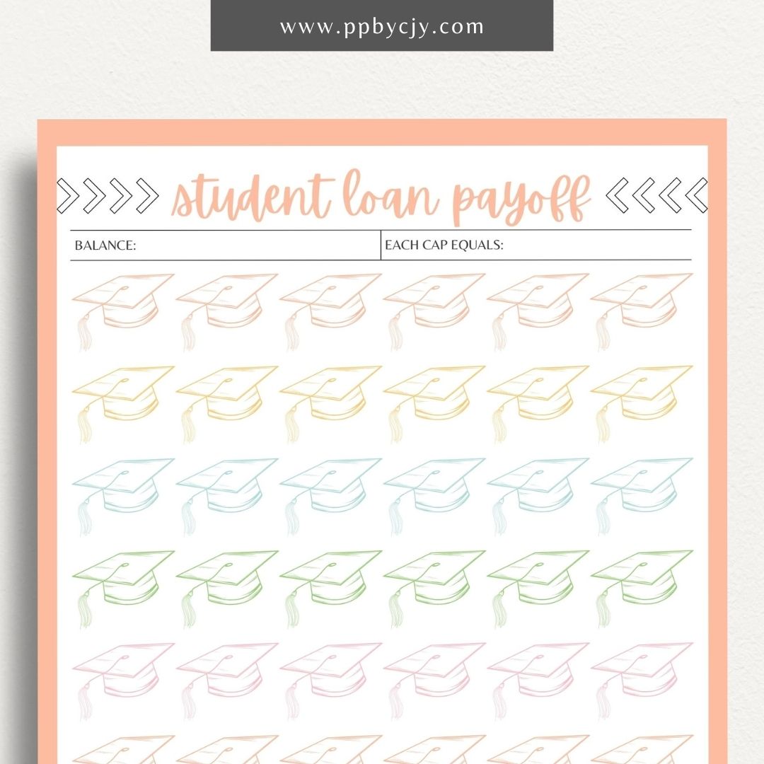 Student Loan Payoff Visual Tracker Printable Template – Digital download for visually tracking and celebrating progress in paying off student loans