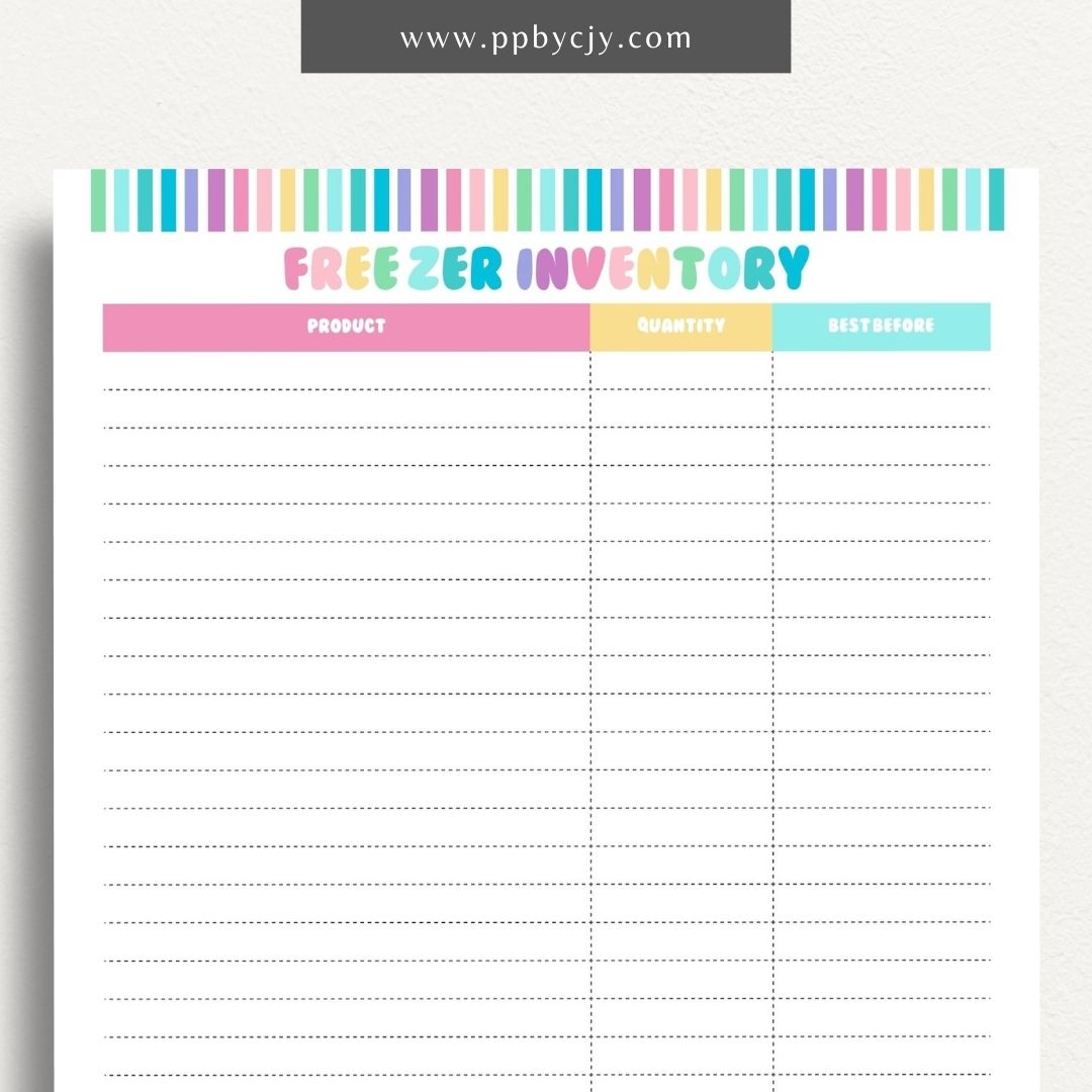 Freezer Inventory Printable PDF Template