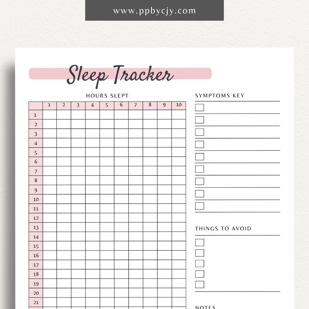 Sleep Monitoring Tracker Printable PDF Template