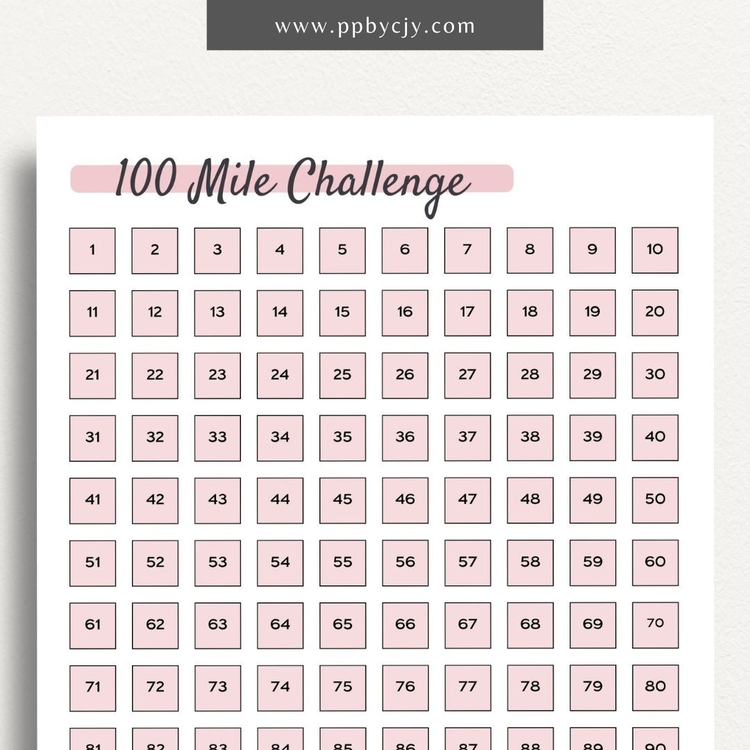 Mileage Fitness Challenge Printable PDF Template